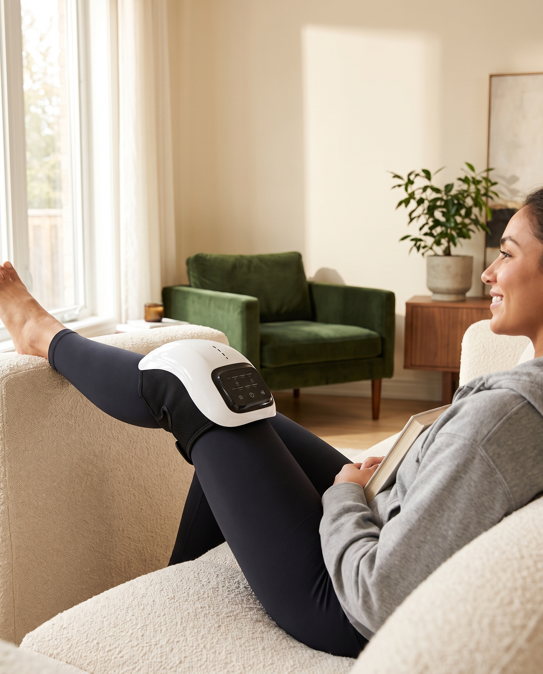 Reviara Heated Vibration Knee Massager - lifestyle use