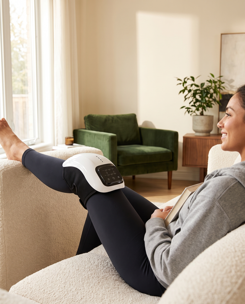 Reviara Heated Vibration Knee Massager - lifestyle use